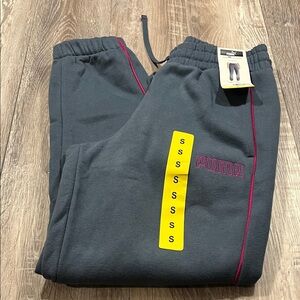 Puma Men’s Dark Gray Sweatpants with Pink Accents Size Small new with tag